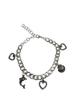 Handmade Silver Plated Bracelet with Dolphin and Seashell Charms